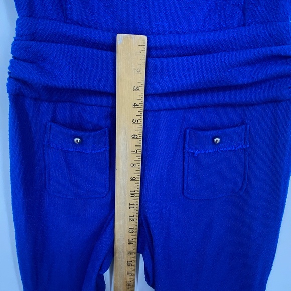 INC Womens Size 14 Cropped Leg Jumpsuit Cobalt Blue Boucle Silver Buttons Pocket - Picture 10 of 16